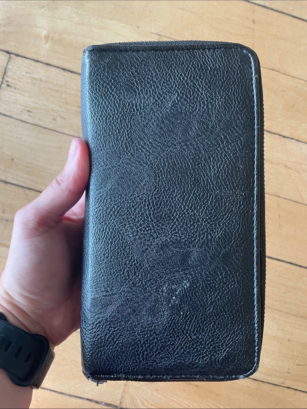 Black Leather women’s Travel Wallet - Compact Organizer